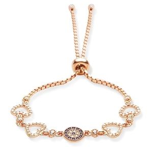 925 Silver Rose-tone CZ Adjustable Women Bracelet